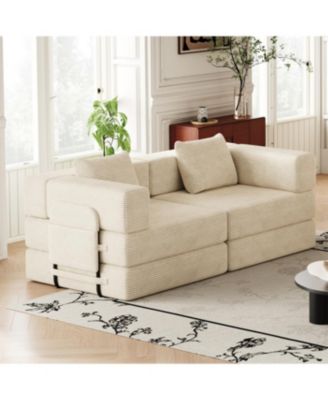 Convertible Corduroy Sofa Bed with Storage