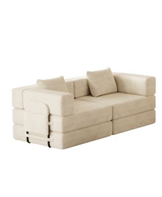 Convertible Corduroy Sofa Bed with Storage