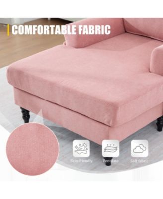 Modern Minimalist Chenille Chaise Lounge Recliner Sofa with Armrests & Storage