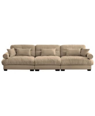 Extra Large 3 Seat Modern Velvet Sofa - Camel