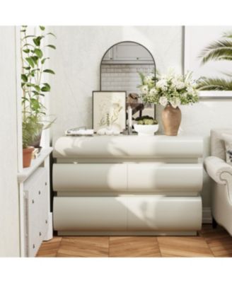  6 Drawer White Dresser, Modern Wide Storage Chest