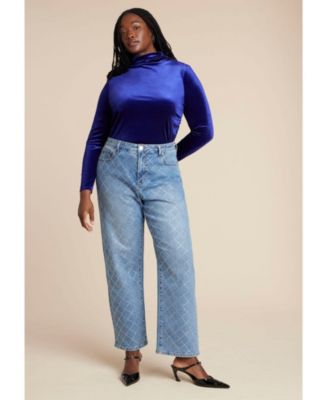 Plus Size Velvet Mockneck Top