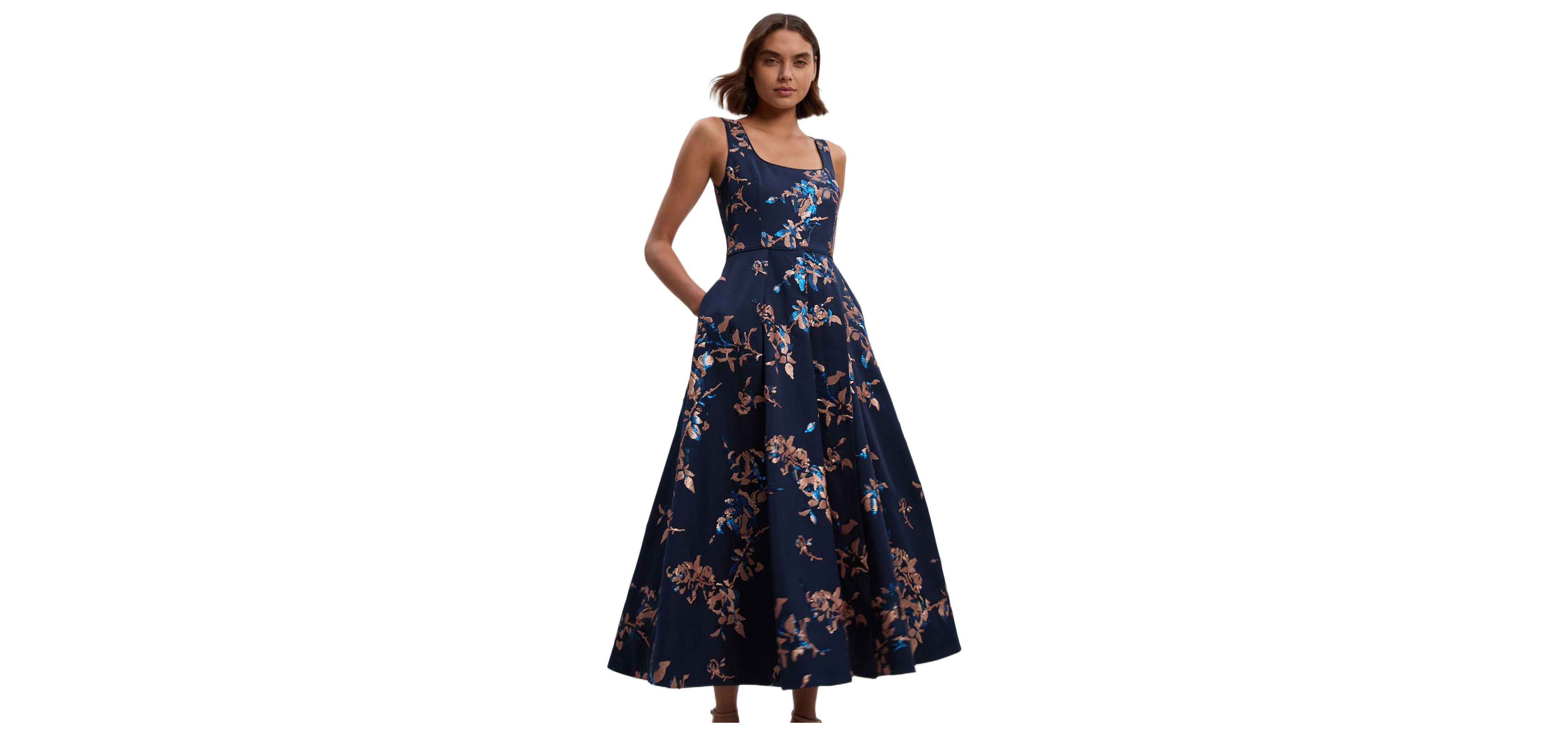 Karen Millen Women's Satin Sequin Prom Dress