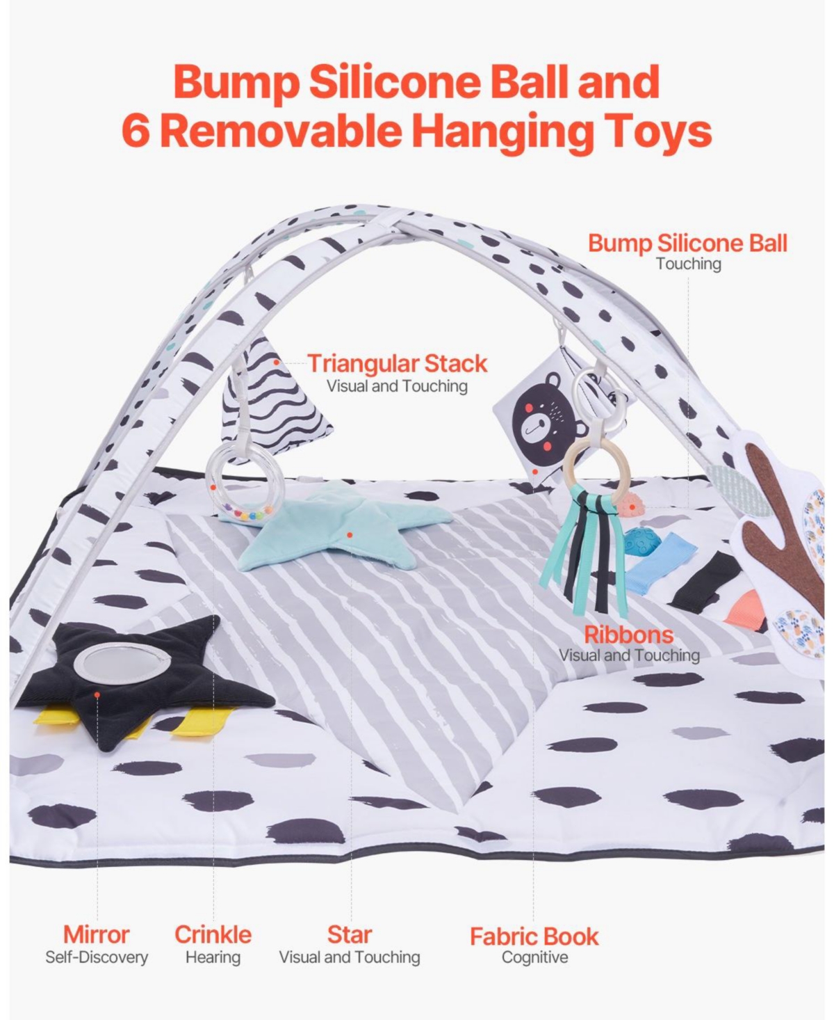 Slickblue Infant Play Gym Mat with 6 Toys for Tummy and Floor Time