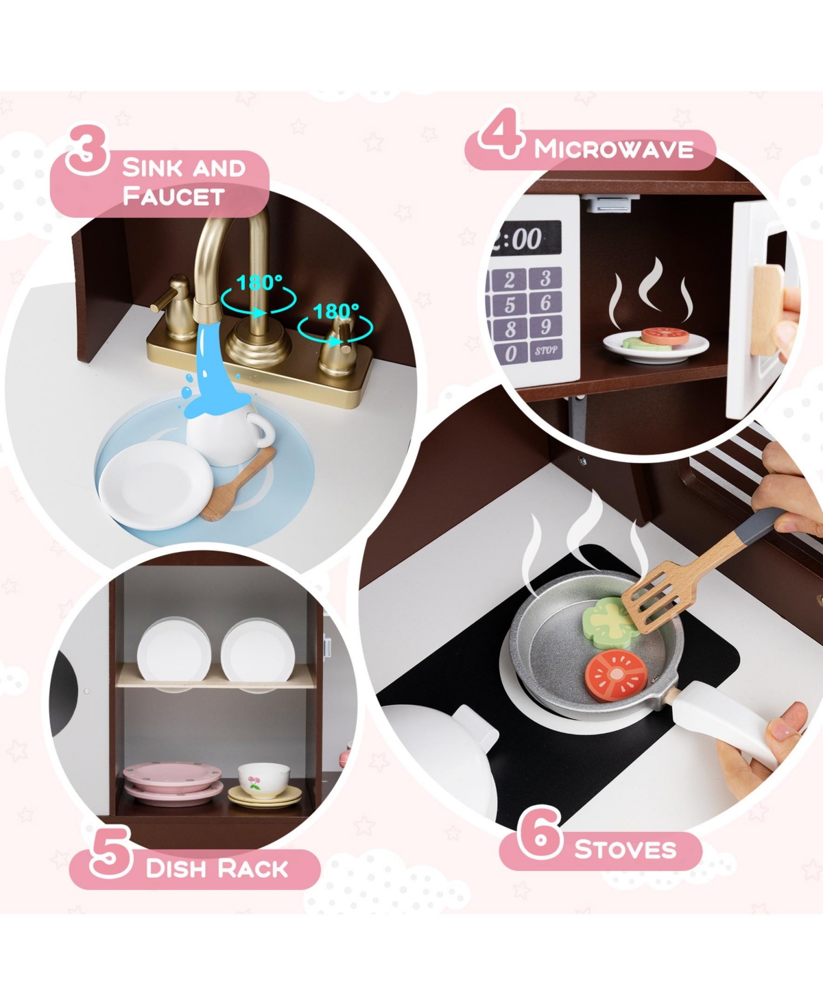 Sugift Kids Kitchen Set Wooden with Coffee Makers and Accessories