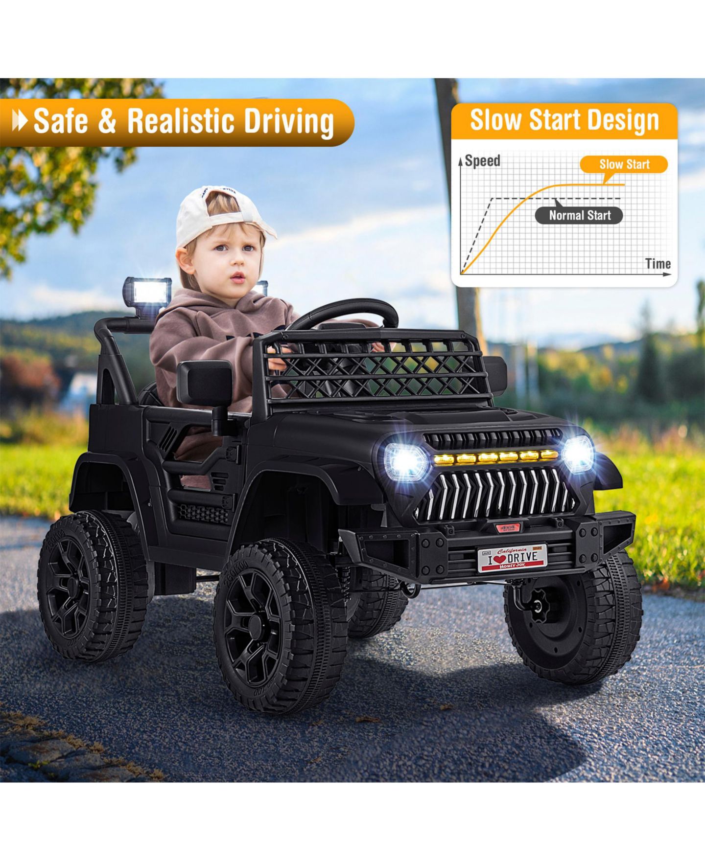 Детская игрушка SUGIFT 12V Kids Ride on Truck Car with Dual Motors, Parental Remote & Music Player, Ages 3+, цвет: Чёрный — фото 5