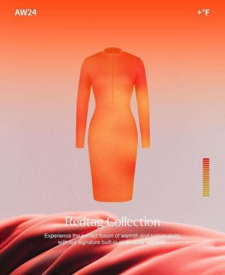 Women's Redtag Thermal Shapewear Long Sleeve Mock Neck Midi Dress