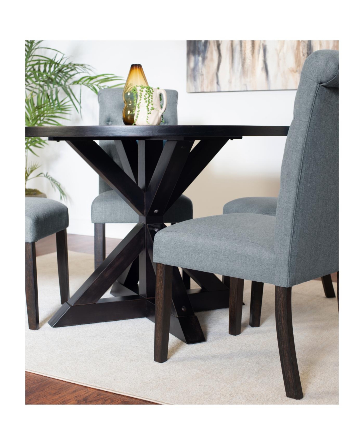 Streamdale Furniture 5-piece Dining Set, Cross-Buck Dining Table with 4 Stylish Chairs