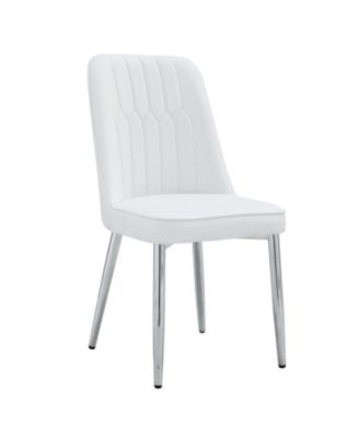  4 Modern PU Leather Dining Chairs with Silver Metal Legs