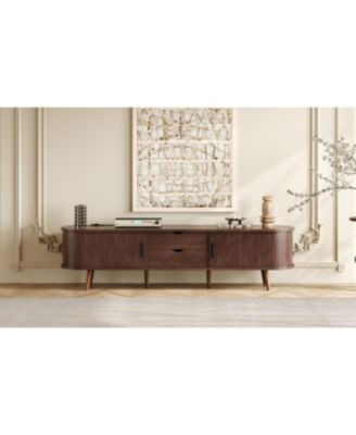 70" Mid Century Modern TV Stand with Tambour Doors & Drawers