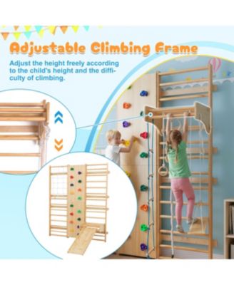 All-in-One 10-in-1 Indoor Climbing Set with Rock Wall, Swings, Rings, Ladders