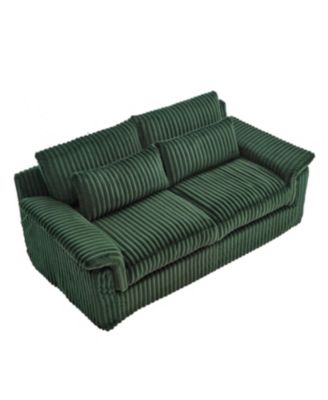 Streamdale Corduroy Loveseat Sofa with Pillow Top Arms & 2 Accent Pillows
