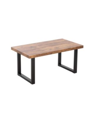  MDF Coffee Table, Small Tea Table, Walnut with Metal Legs Sofa Table