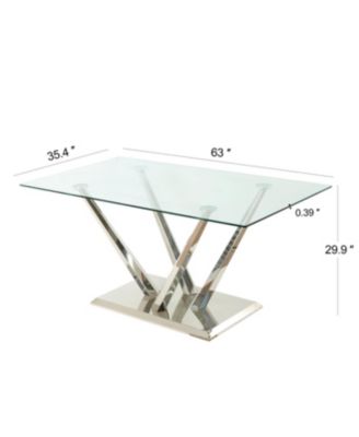  Modern Glass Dining Table Set with 4 White Chairs (Set of 5)