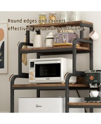 Multifunctional 7-Tier Mini Fridge & Microwave Stand with Outlets