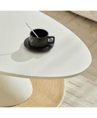  Lucky Stone Oval Coffee Table, Modern Minimalist Fiberglass Center Table