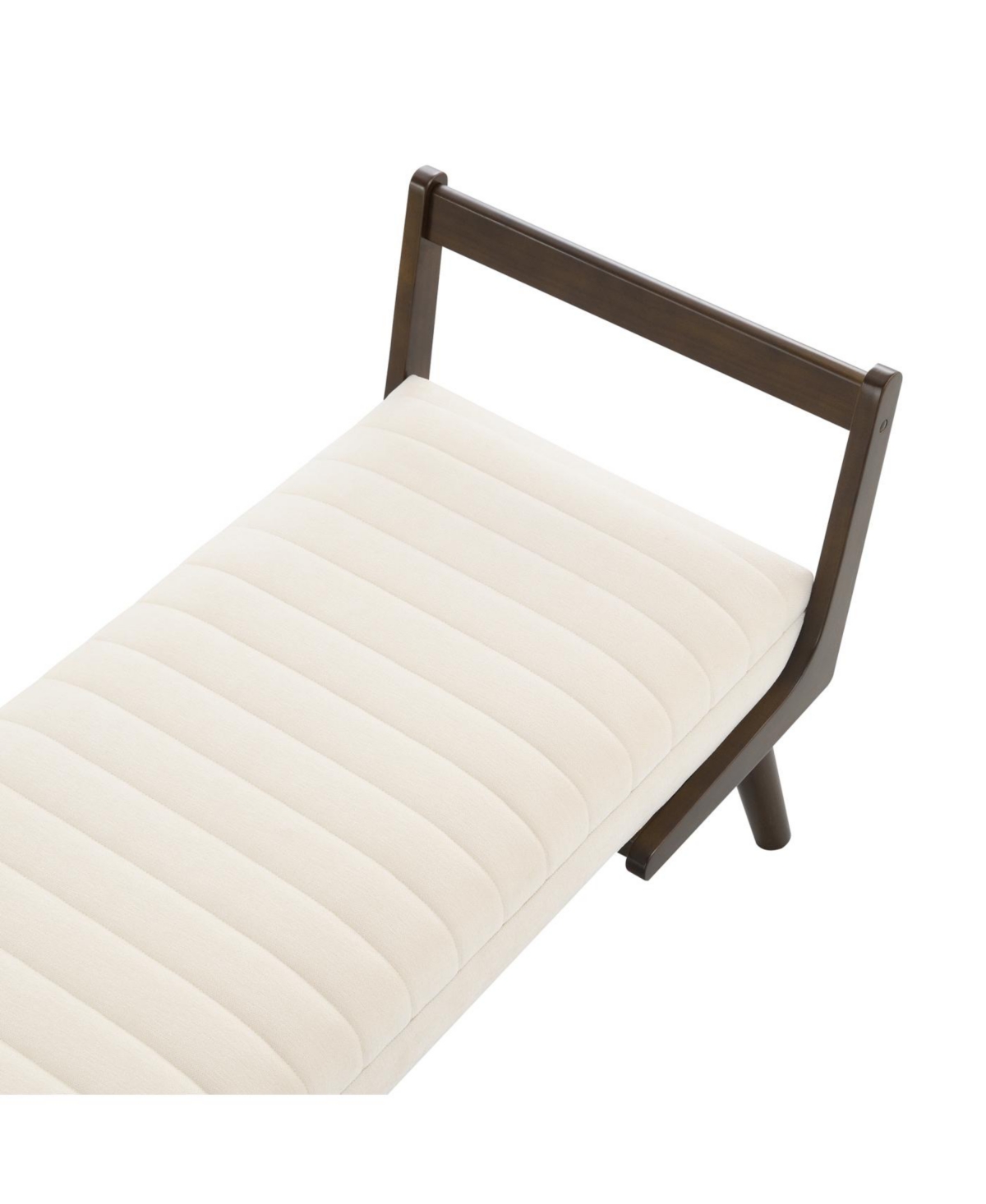 Streamdale Furniture 52" Mid Century Bench with Walnut Wood Leg, Channeled Upholstered Footrest Stool