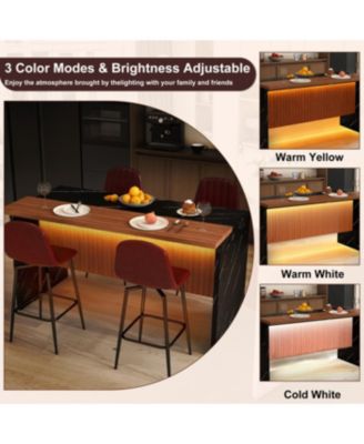 Marble Kitchen Island with LED Lighting & Grille Details