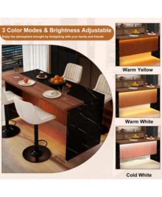 Marble Look Kitchen Island with LED Lighting