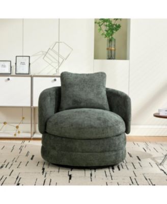 30"W Modern Round Swivel Barrel with Pillow