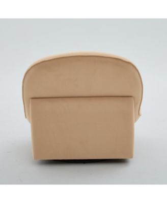 Swivel Chair, Velvet Upholstery, Pumpkin-Shaped, 360-Degree Base