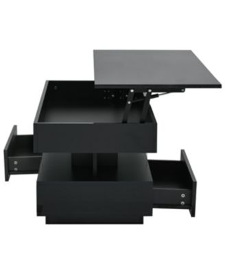  Lift Top Coffee Table with Hidden Storage & LED Lights