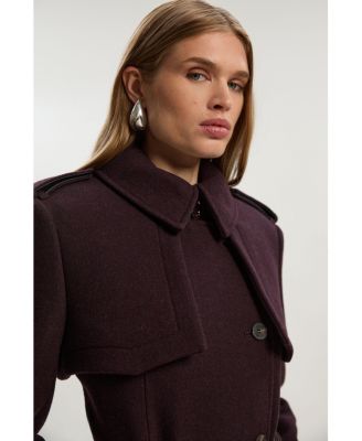 Women's Wool Mix Belted Trench Maxi Coat