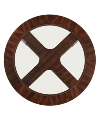 Streamdale Cylina Solid Wood Glass Top Round Dining Table with 4 Chairs