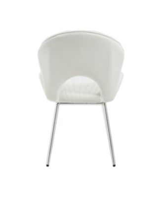 Streamdale Modern Design Chair, White Velvet, Set of 2