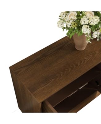 Streamdale Rustic Farmhouse Credenza - Sunburst Doors, Adjustable Shelves (Antique Brown