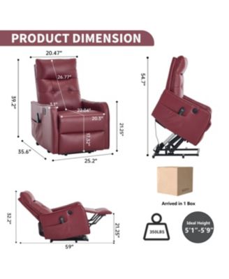 Streamdale Wine Red PU Power Lift Recliner Chair with Massage & Heat