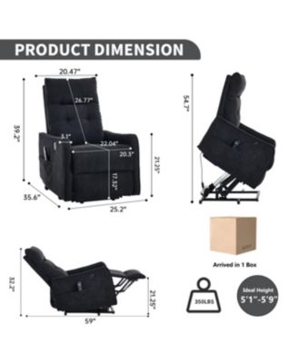  Black Chenille Power Lift Recliner Chair with Massage & Heat for Elderly