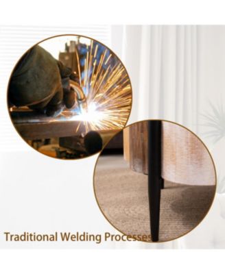 Diameter Rustic Flower-Shaped Wood Coffee Table with Metal Legs