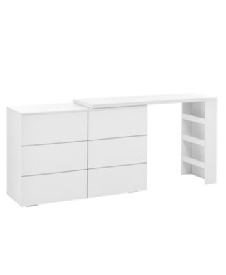 Streamdale Six drawers, removable desktop, three storage compartments, white table