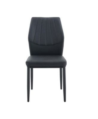 Streamdale Set of 4 Black Dining Chairs, 37" High, Ergonomic PU Backrest