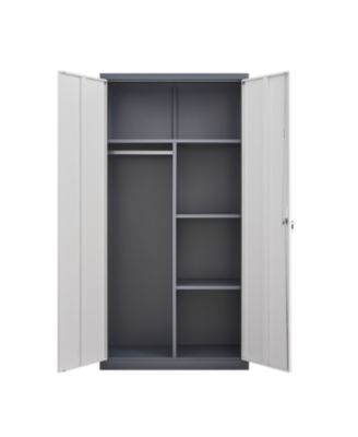 Metal Large-Capacity Wardrobe with Hanging Rod and Compartments