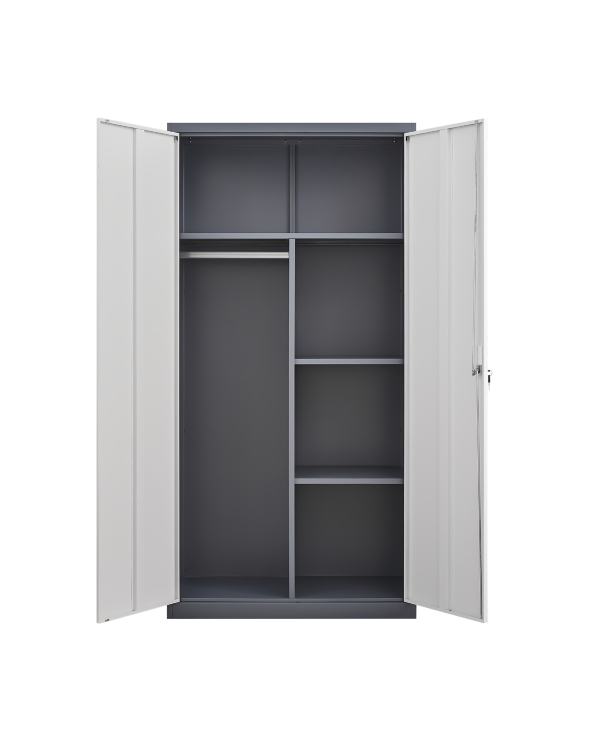 Streamdale Furniture Metal Large-Capacity Wardrobe with Hanging Rod and Compartments