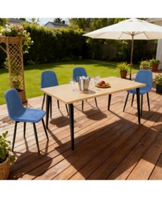 63-inch Farmhouse Industrial Dining Table Set with 4 Blue Chairs