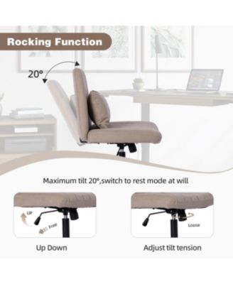 Criss Cross Linen Office Chair - Adjustable, Armless, for Home & More