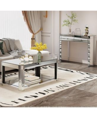  Silver Mirror Console Table with 2 Drawers
