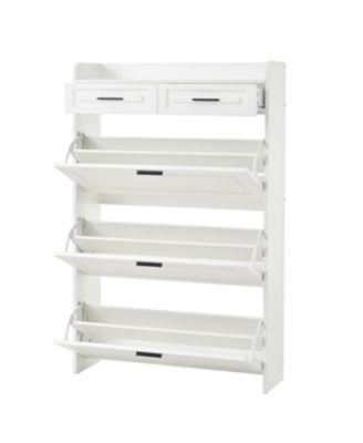 Streamdale Two drawers, three-fold doors, large storage shoe cabinet, white