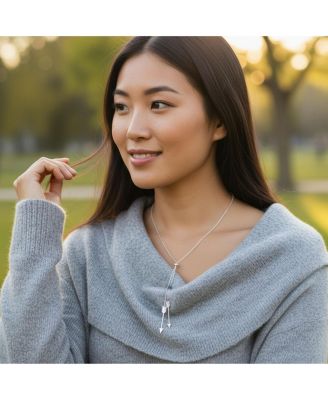 Vertical Dangle Lariat Pendant Necklace Gold Plated Sterling Silver