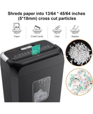 6-Sheet Crosscut Shredder for Home Office - Shreds Paper, Credit Cards, Mail, Staples, Clips - 3.4 Gal Bin with Handle