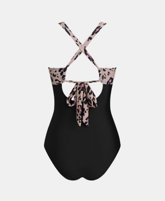 Women's Tummy Control Crisscross Wide Straps One Piece Swimsuit