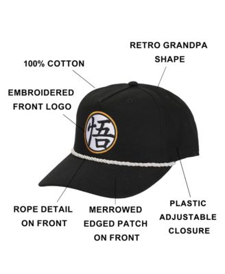 Men's Goku Kanji Patch Black Retro Grandpa Snapback Hat