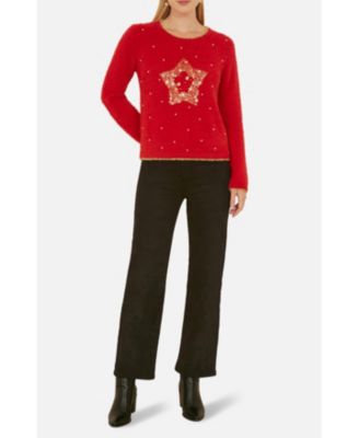 Women's Fluffy Star Holiday Sweater