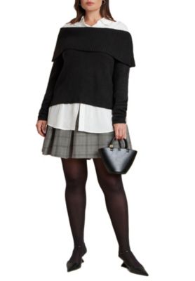 Women's Off The Shoulder Twofer Sweater