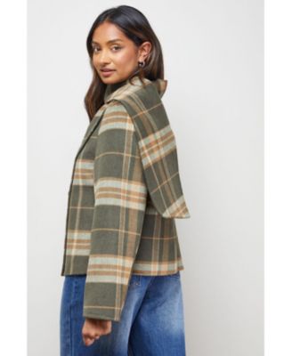 Women's Check Scarf Longline Jacket Coat