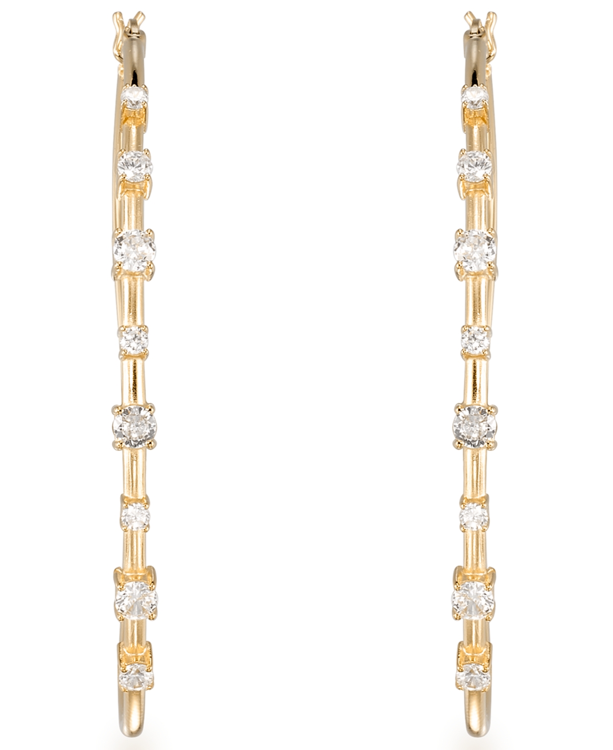 Macy's Cubic Zirconia (2 ct. t.w.) Hoop Earrings in 14K Yellow Gold Over Sterling Silver