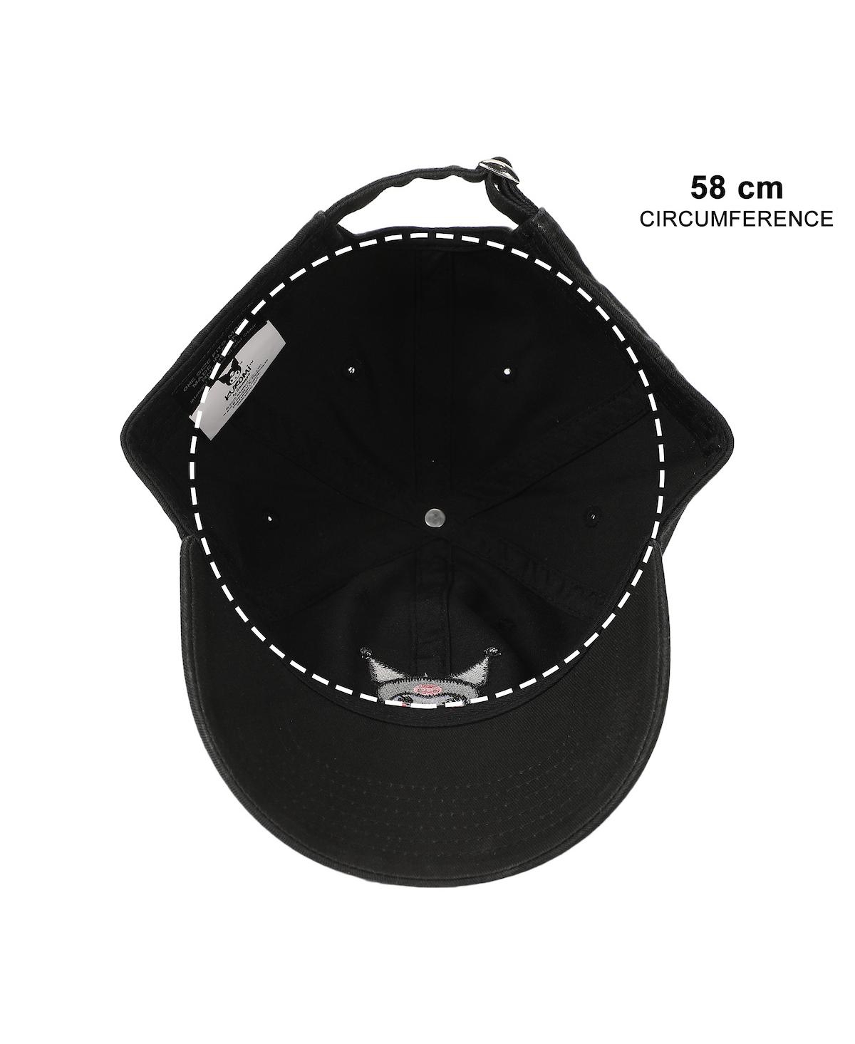 Kuromi Embroidered Character Face Black Unstructured Baseball Cap